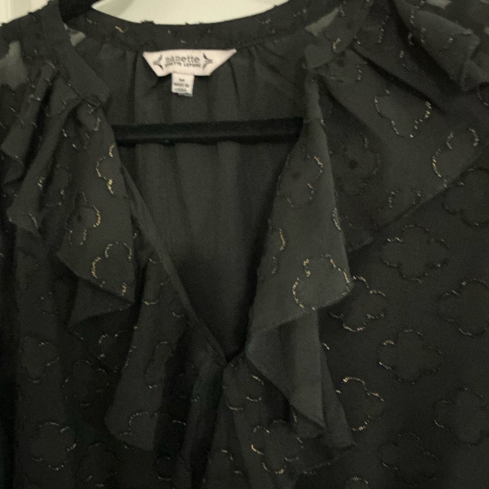 Black Ruffled Blouse - Picture 3 of 6